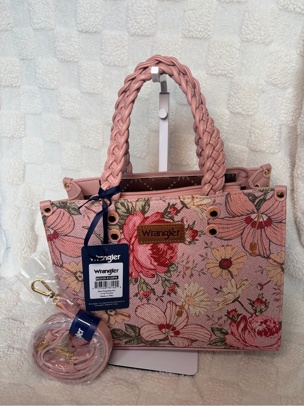 Wrangler Pink Floral Braided-Handle Tote